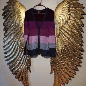 Eddie Bauer Button Cardigan Purple Colorblock